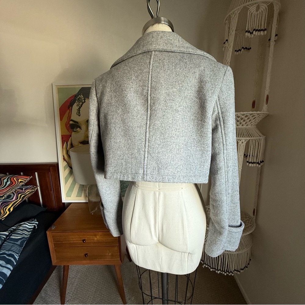 Designer Wool Gray Cropped Jacket - image 4